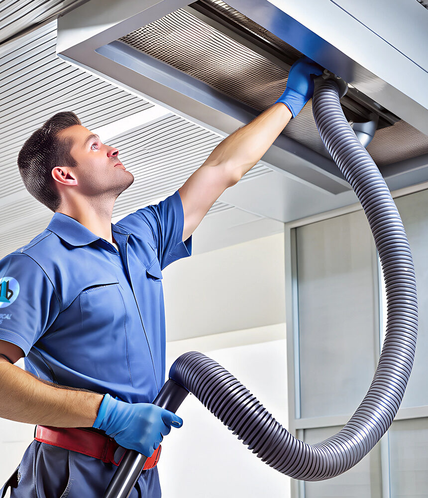 Duct cleaning equipment in use